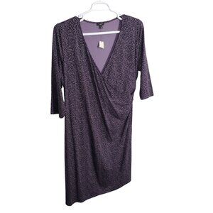 Talbots Petites Size 2XP 2X Dress Chevron Print Faux Wrap Jersey Stretch FLAW